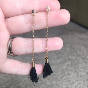 Tassel Dangle Black and Gold Color Earrings